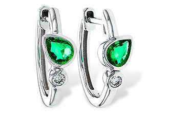 A320-50905: EARRINGS .38 TW EMERALD .44 TGW