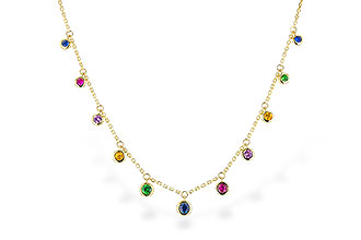 B319-61759: NECK .90 TW MULTI-COLOR SAPPH & GREEN GARNET (18")