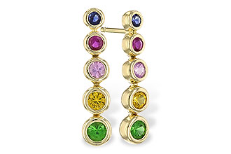 B319-63632: EARR .60 TW MULTI-COLOR SAPPH & GREEN GARNET