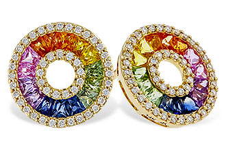 B320-49032: EARRINGS 2.10 MULTI-COLOR SAPP 2.37 TGW