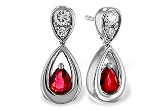B320-49041: EARRINGS .40 RUBY .52 TGW (4x3 RUBY)