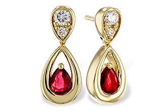 B320-49041: EARRINGS .40 RUBY .52 TGW (4x3 RUBY)