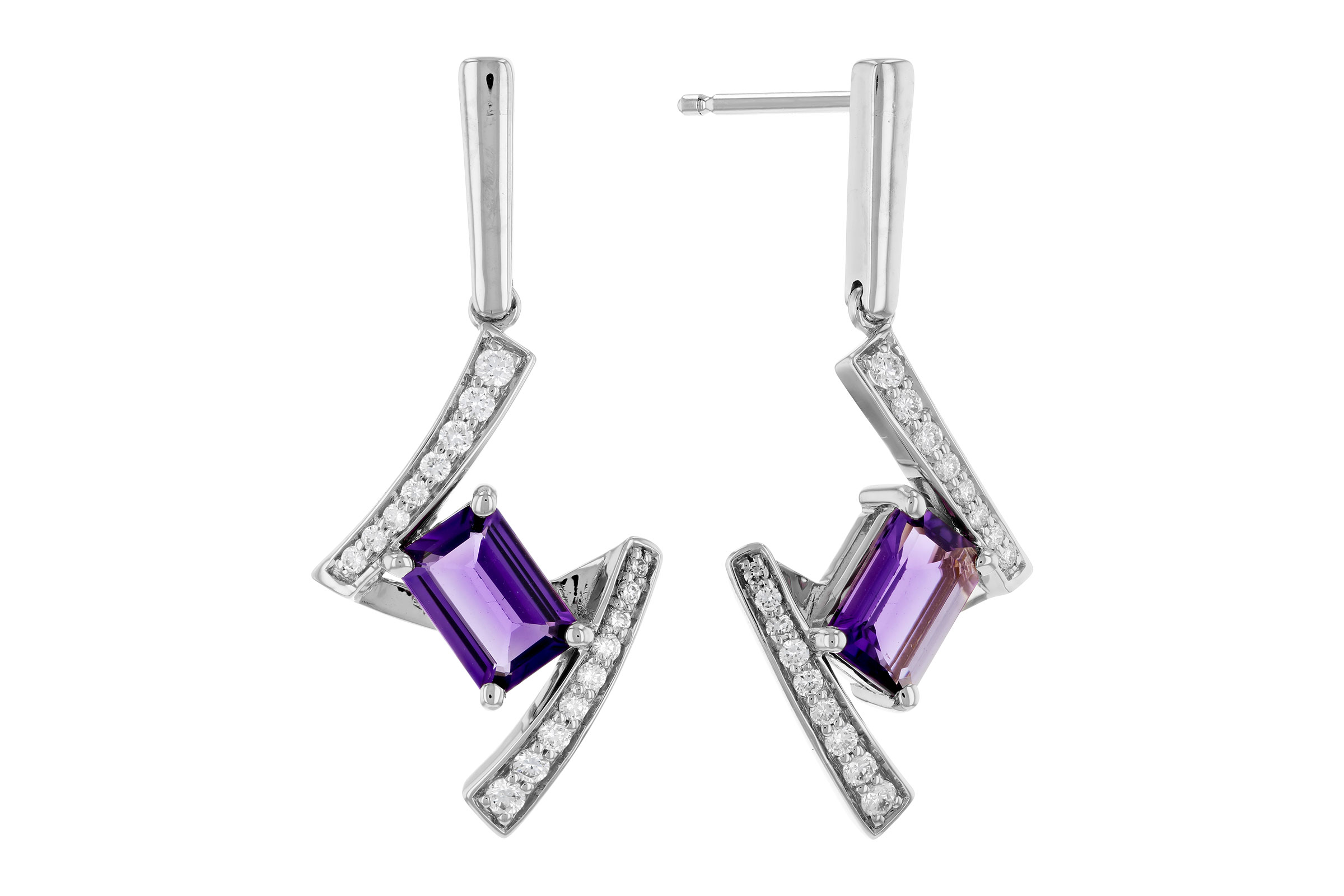 D321-39968: EARRINGS .80 TW AMETHYST .98 TGW (6x4MM AMY)