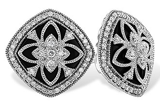 E319-61805: DIA & ONYX EARRINGS .38 TW