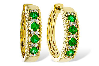 E320-54541: EARRINGS .33 TW EMERALD .45 TGW