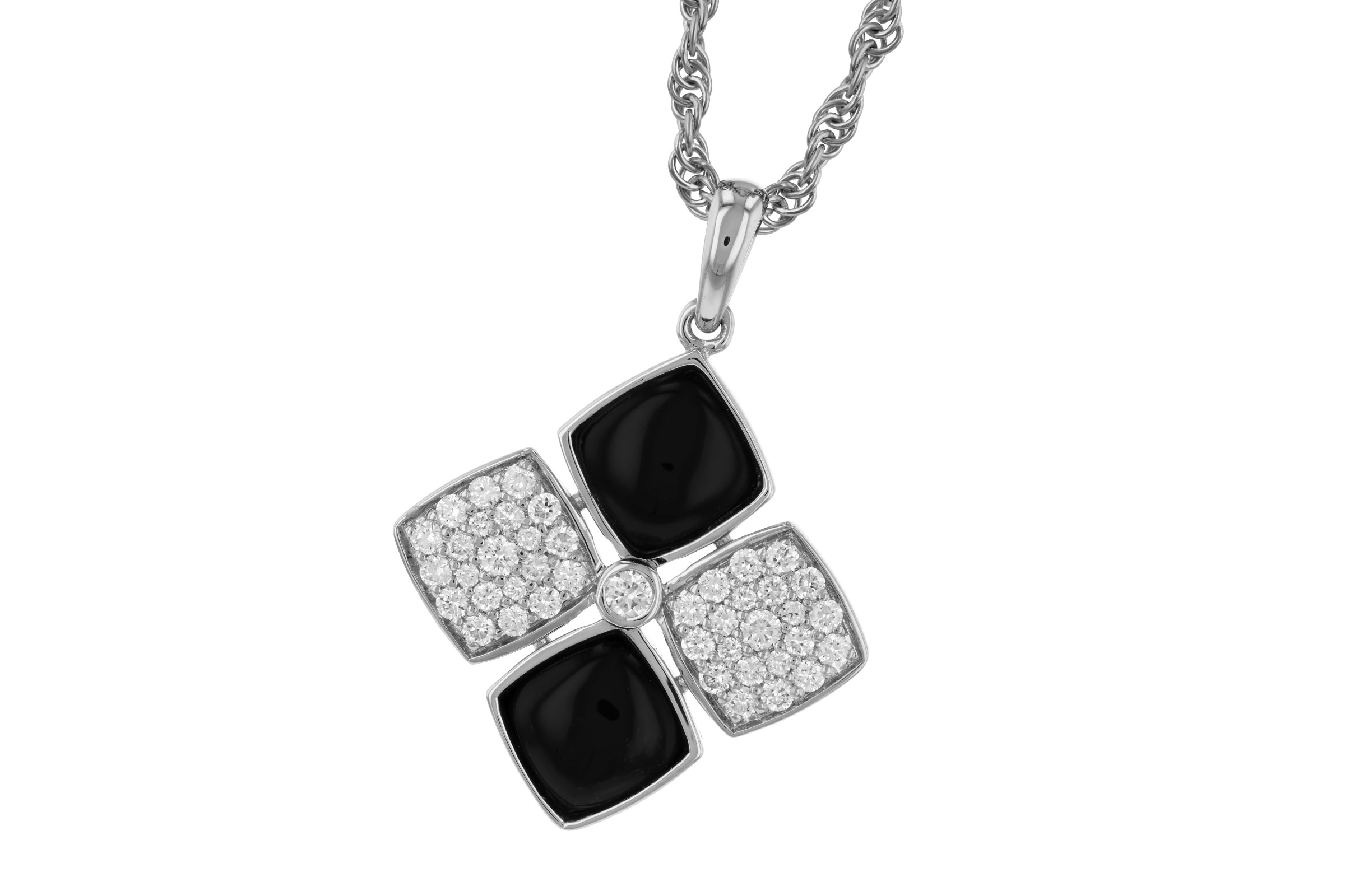 E321-38168: NECKLACE 1.23 TW ONYX 1.50 TGW