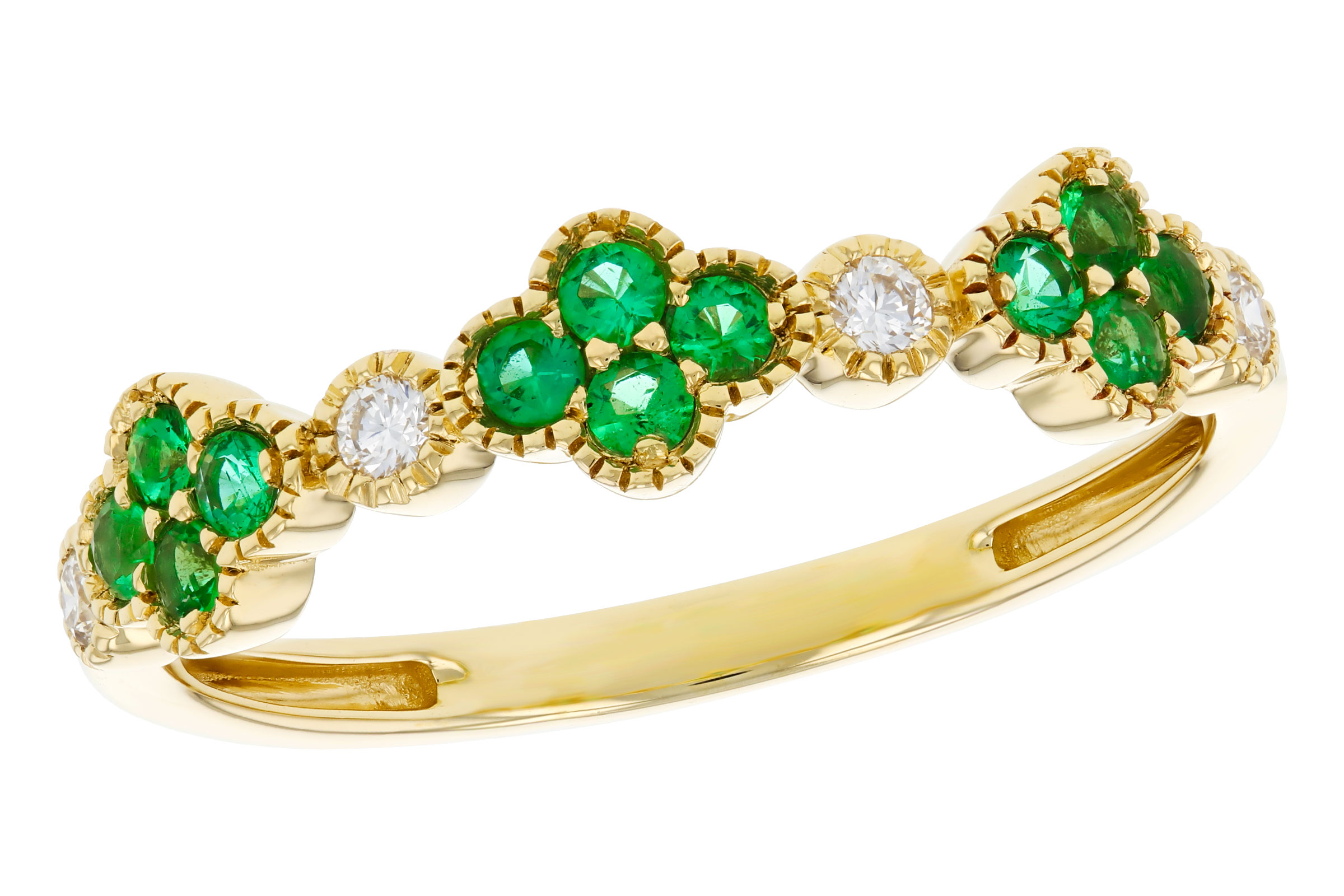 E321-39932: LDS WED RG .18 TW EMERALD .26 TGW