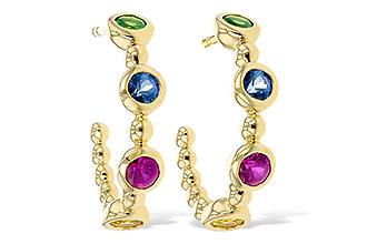 F321-37186: EARR .68 TW MULTI-COLOR SAPPH & GREEN GARNET