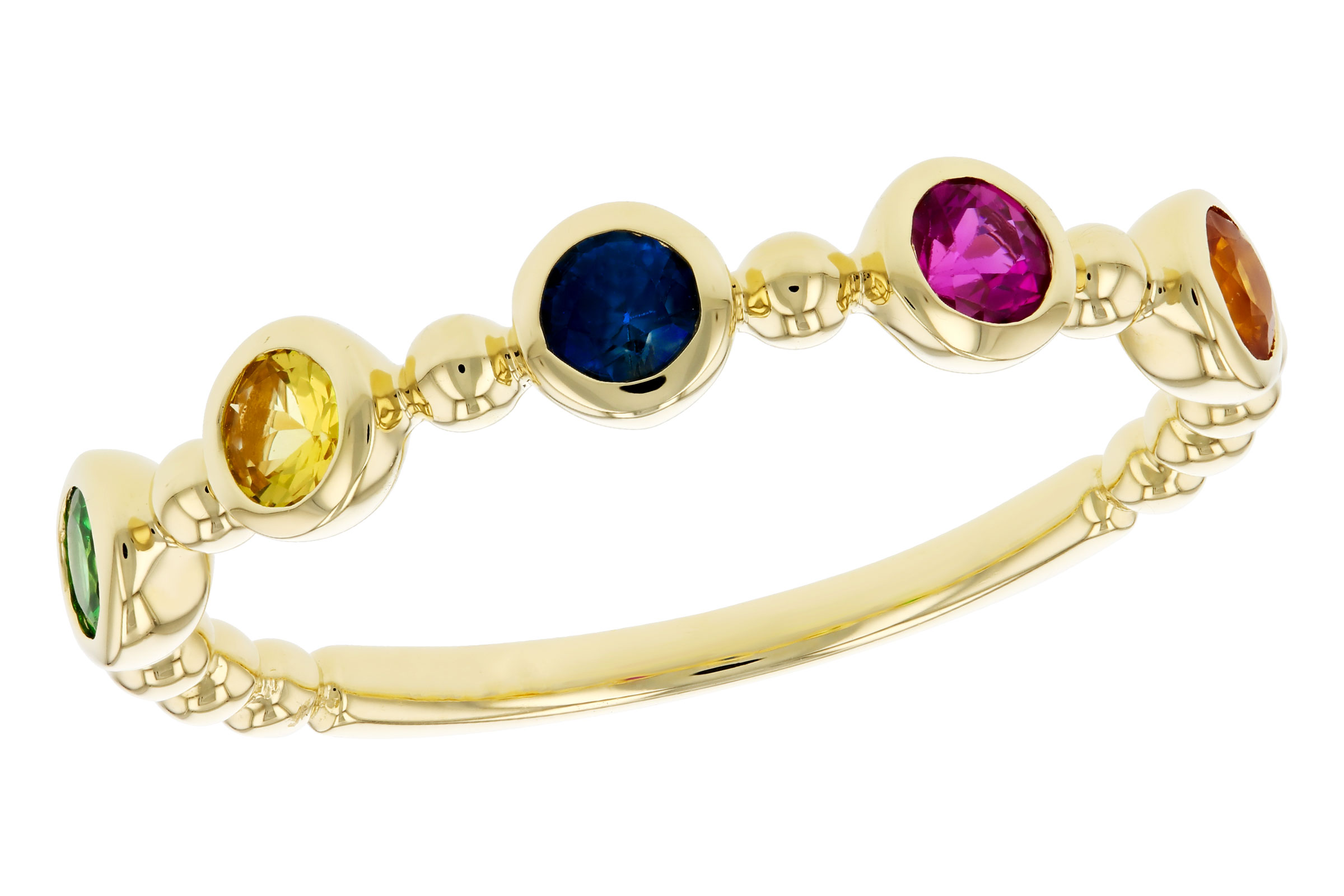 G321-37186: LDS WED RG .52 TW MULTI-COLOR SAPPH & GREEN GARNET