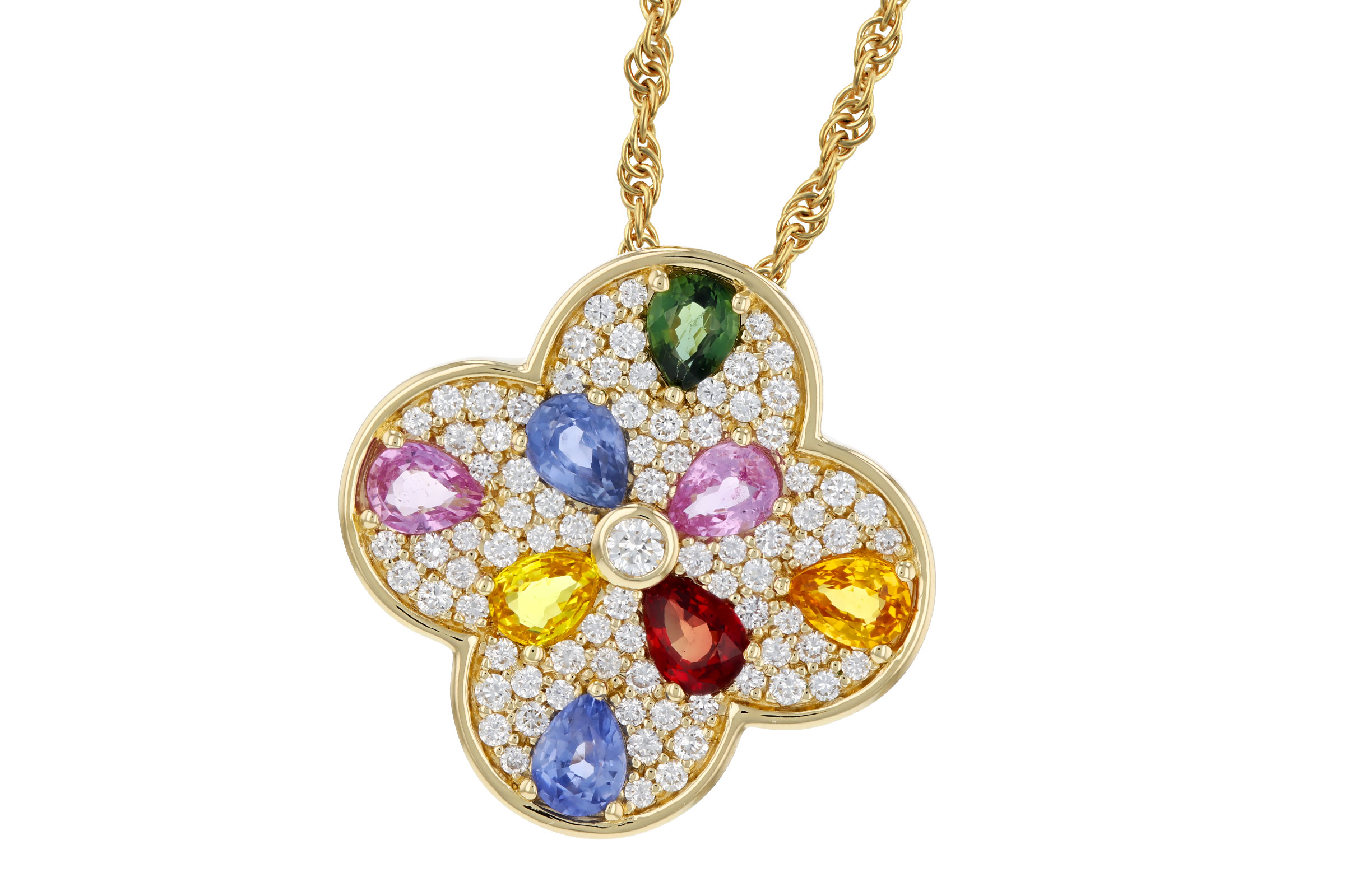 G321-39950: NECKLACE 1.40 MULTI-COLOR SAPPH 1.82 TGW