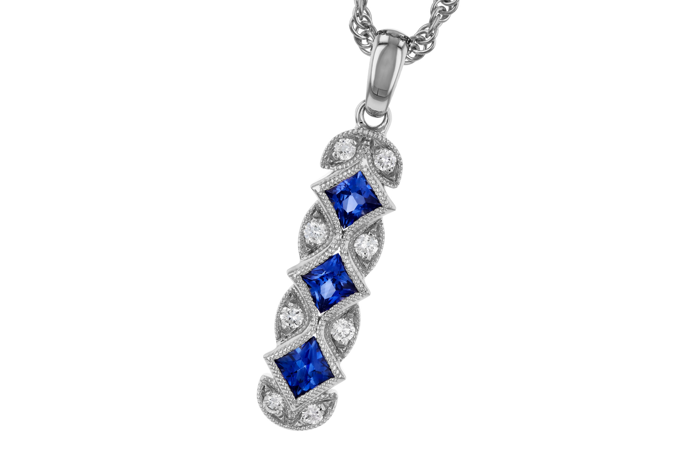H321-39004: NECKLACE .55 TW SAPPHIRE .64 TGW