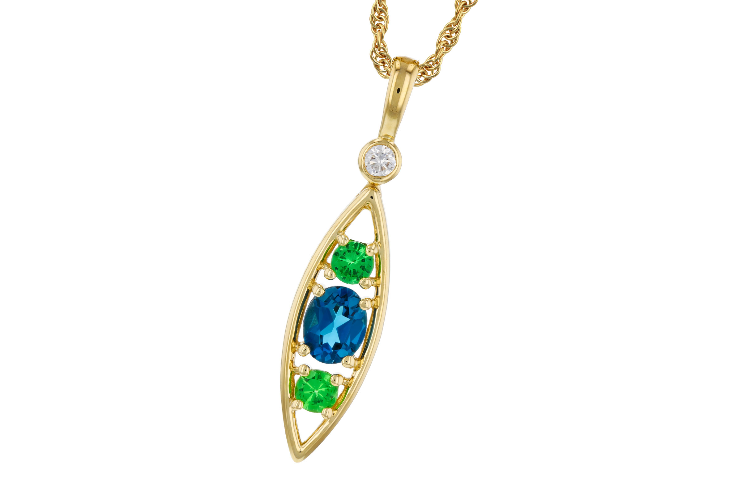 H321-39041: NECKLACE .54 SEMI-PREC (LBT & GR.GT) .58 TGW