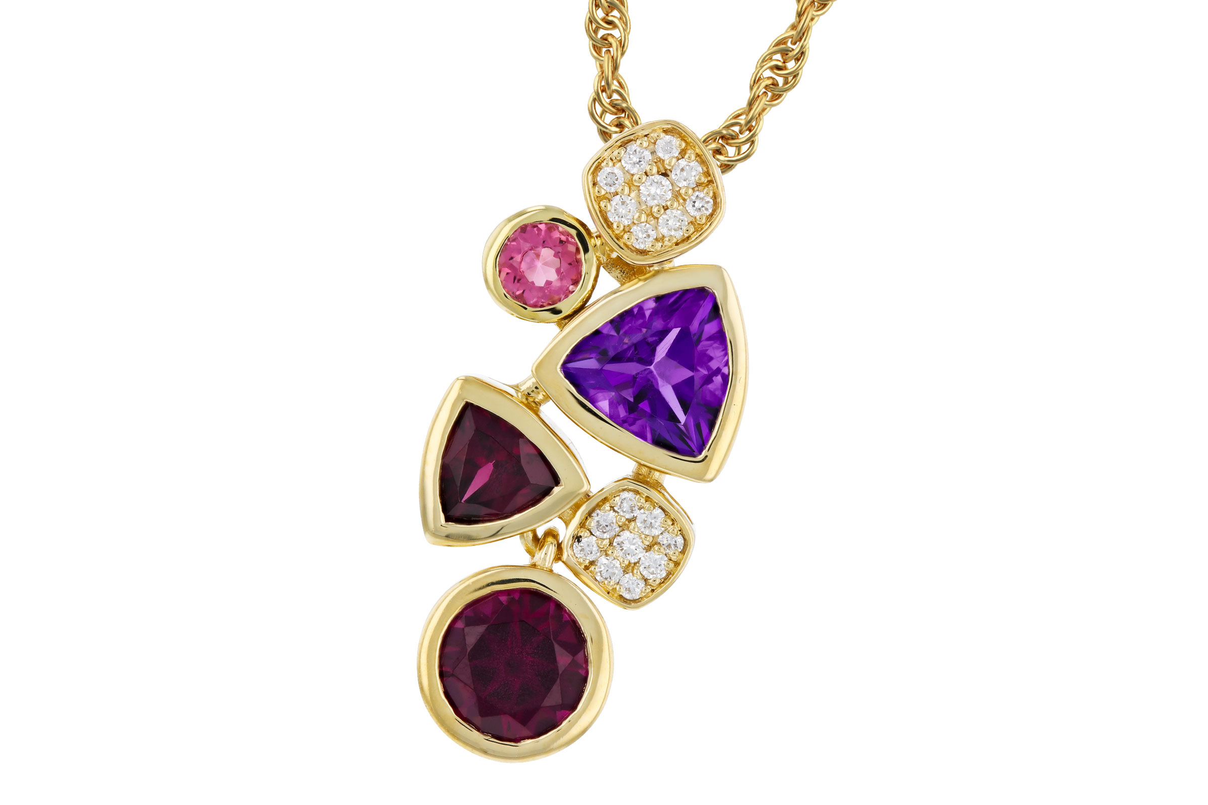 H321-39068: NECKLACE 1.34 SEMI-PREC (AM,RHO,PT) 1.40 TGW