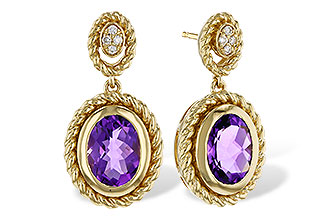 K320-54486: EARRINGS 1.98 AMETHYST 2.02 TGW (8x6MM AMY)