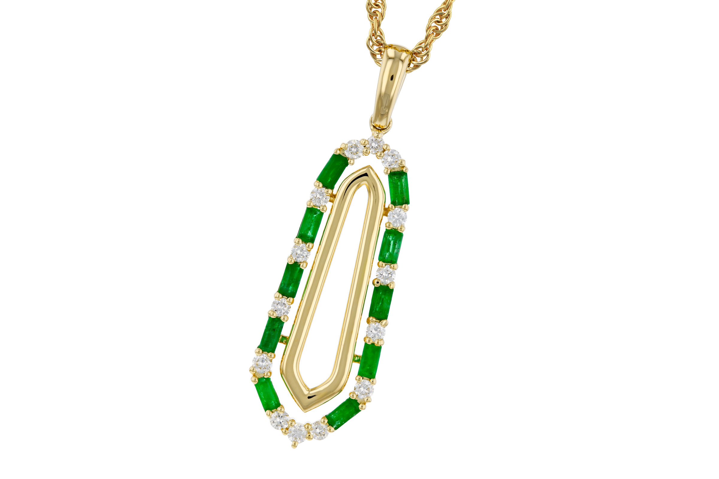K321-39950: NECKLACE .44 TW EMERALD .64 TGW