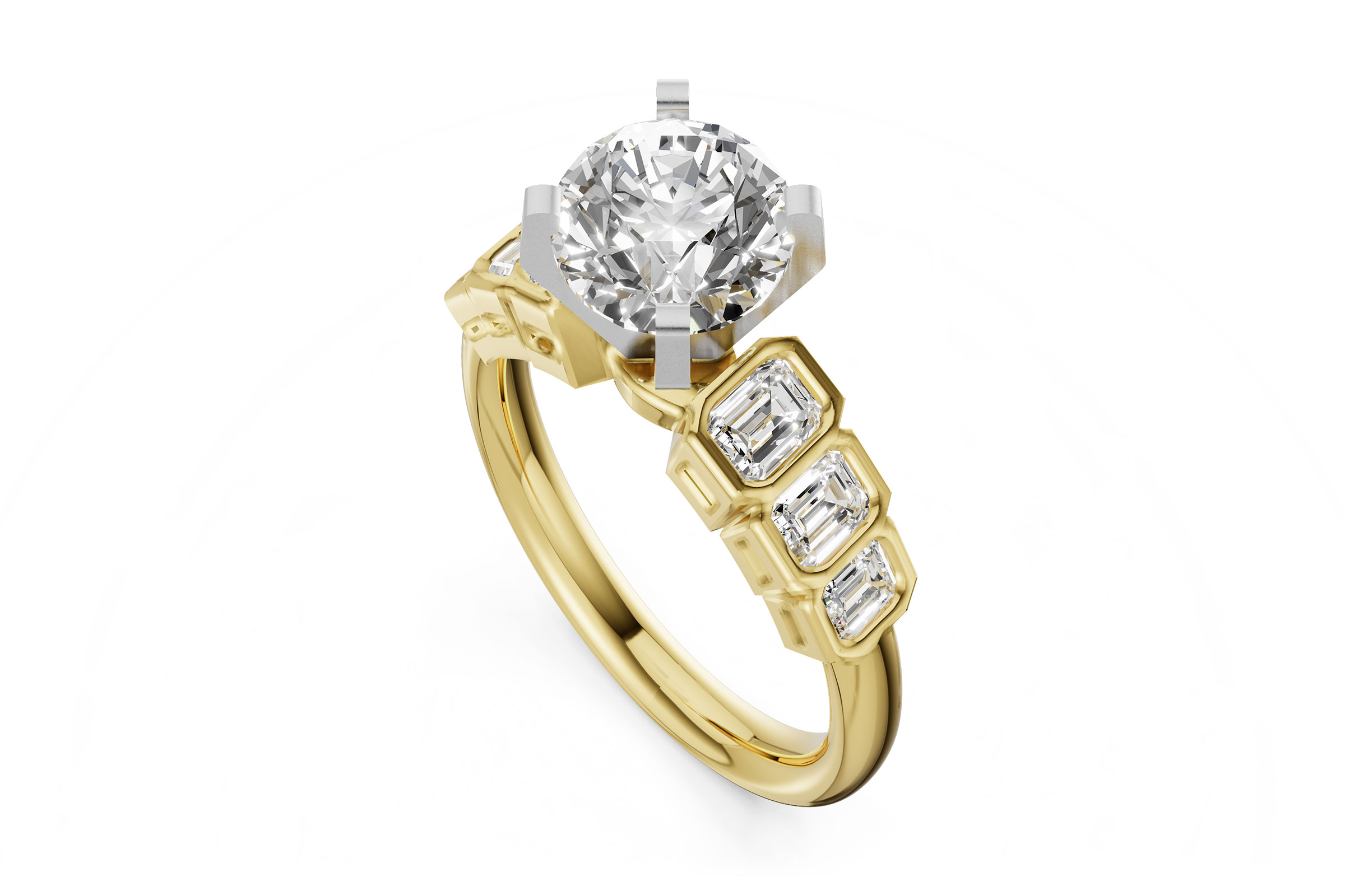 L321-38095: LDS SEMI DIA RG .92 TW EMERALD CUTS