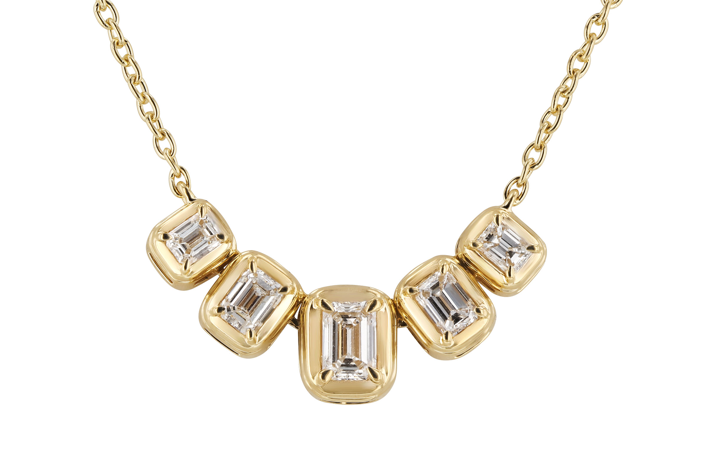 L321-39922: NECKLACE .87 TW EMERALD CUT DIA (18")