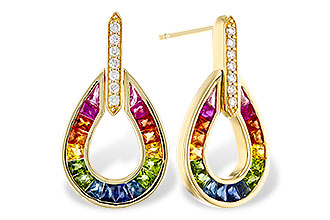 M320-49031: EARRINGS 1.18 MULTI-COLOR SAPP 1.25 TGW